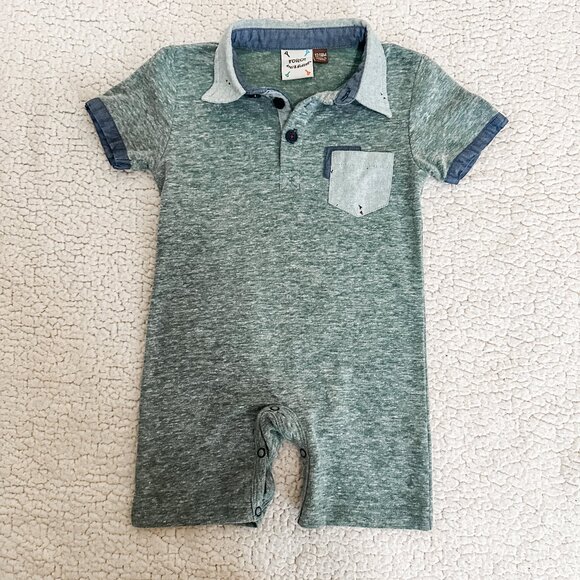 FORE!! Axel and Hudson Dark Green Romper * - Picture 1 of 4